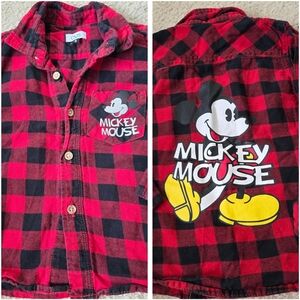 Ovs Disney Mickey Mouse Buffalo Plaid Flannel Shirt – Boys Size 3
